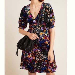 Anthropologie printed velvet dress size 8